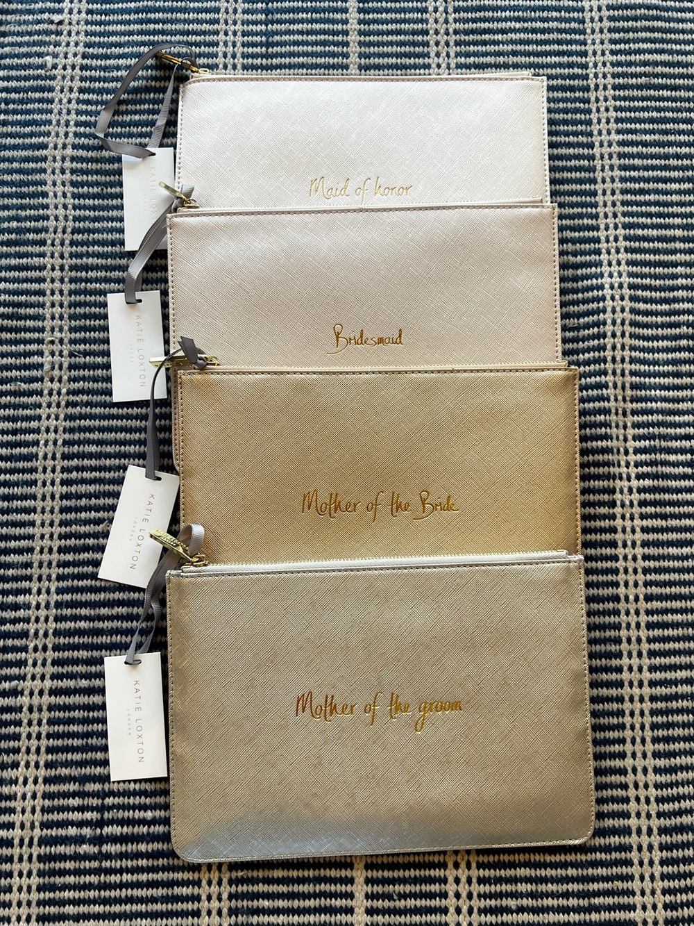 Katie Loxton London set of 4 bridal party personalized gift bag pouches